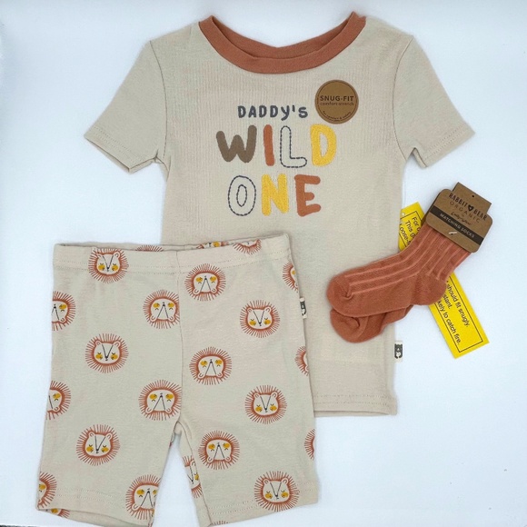 Rabbit + Bear Other - NEW Snug-Fit Organic PJ Set - Daddy's Wild One!